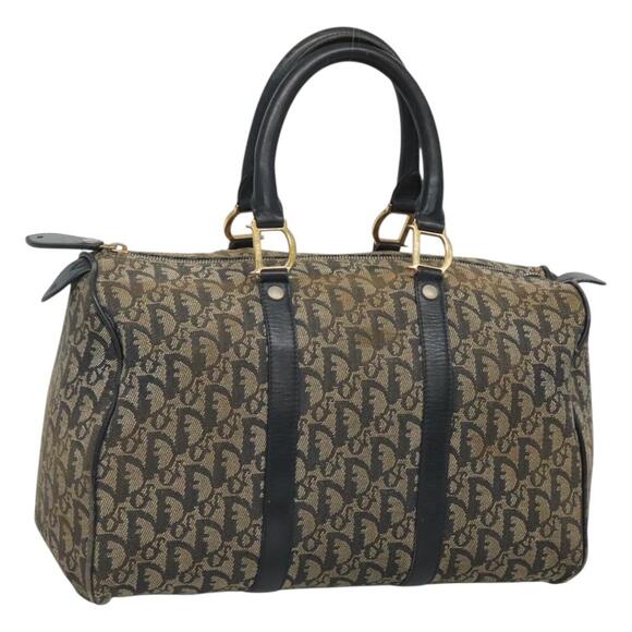 DIOR Trotter Canvas Boston Bag Navy Gold - Picture 1 of 12